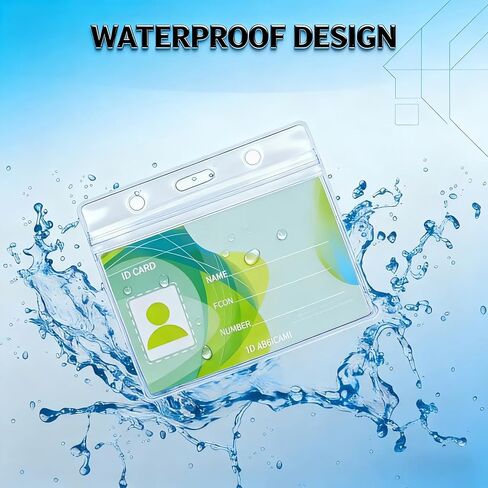 50 Pack Horizontal ID Badge Holders, 3.54x2.36 Inch Waterproof Resealable Name Tag Holders with Clips & Straps for Office, Nurse, Events in Saudi Arabia