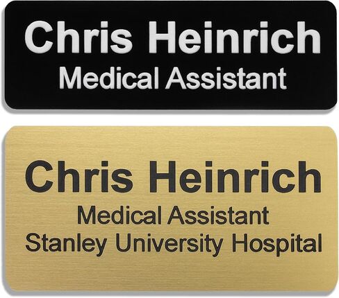 علامات أسماء مخصصة منقوشة بالليزر - مغناطيسية ودبوس خلفي، 18 خيارًا للألوان، 5 أحجام، نقش الشعار - صناعة شارات أسماء مخصصة بالليزر للملابس والموظفين والزي الرسمي والأحداث in Kuwait