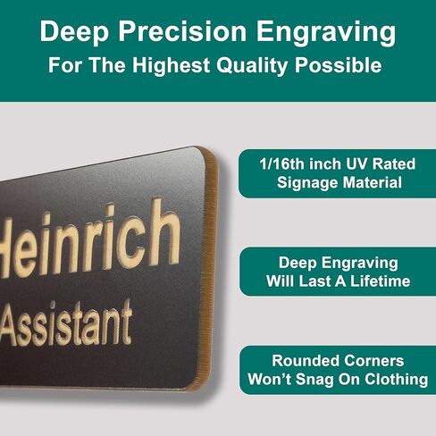 علامات أسماء مخصصة منقوشة بالليزر - مغناطيسية ودبوس خلفي، 18 خيارًا للألوان، 5 أحجام، نقش الشعار - صناعة شارات أسماء مخصصة بالليزر للملابس والموظفين والزي الرسمي والأحداث in Kuwait