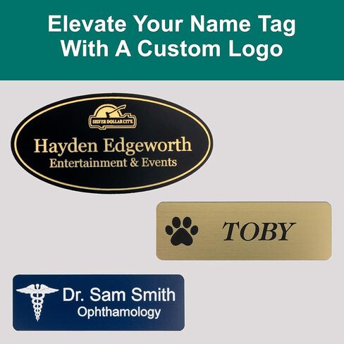علامات أسماء مخصصة منقوشة بالليزر - مغناطيسية ودبوس خلفي، 18 خيارًا للألوان، 5 أحجام، نقش الشعار - صناعة شارات أسماء مخصصة بالليزر للملابس والموظفين والزي الرسمي والأحداث in Kuwait