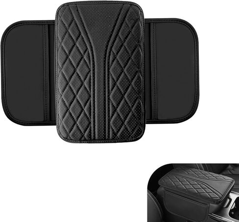 Car Center Console Cover, Breathable Fiber Leather Car Armrest Cover with 2 Storage Bags, Universal Vehicle Center Console Pad, Universal for SUV, Sedan, Truck (Beige) in Saudi Arabia