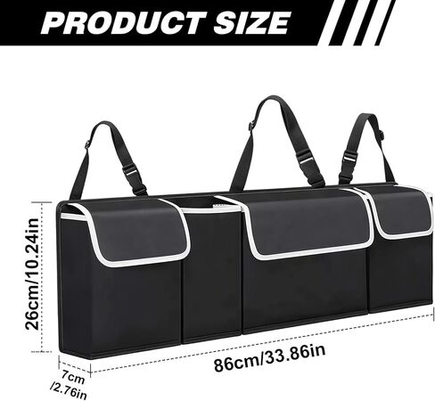 Car Trunk Organizer, Trunk Hanging Large Storage with Adjustable Straps, Waterproof Collapsible Cargo Storage Bag with 4 Pockets, Car Interior Accessories for SUV, Truck in Saudi Arabia