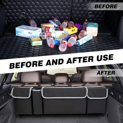 Car Trunk Organizer, Trunk Hanging Large Storage with Adjustable Straps, Waterproof Collapsible Cargo Storage Bag with 4 Pockets, Car Interior Accessories for SUV, Truck in Saudi Arabia