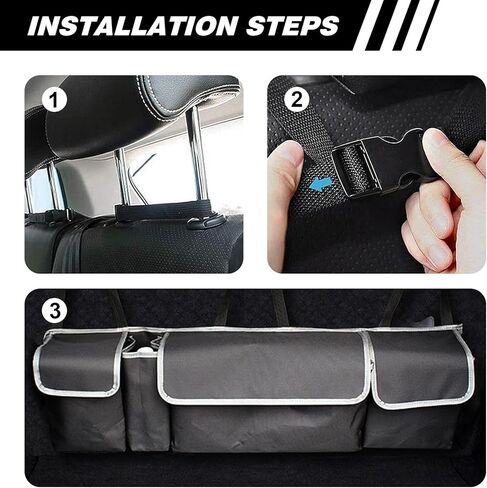Car Trunk Organizer, Trunk Hanging Large Storage with Adjustable Straps, Waterproof Collapsible Cargo Storage Bag with 4 Pockets, Car Interior Accessories for SUV, Truck in Saudi Arabia