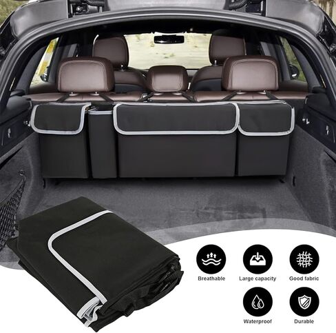 Car Trunk Organizer, Trunk Hanging Large Storage with Adjustable Straps, Waterproof Collapsible Cargo Storage Bag with 4 Pockets, Car Interior Accessories for SUV, Truck in Saudi Arabia