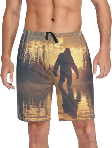 Sasquatch Dusk Men's Sleep Shorts Pajama Pants with Side Pockets Elastic Waistband Drawstring S in Saudi Arabia