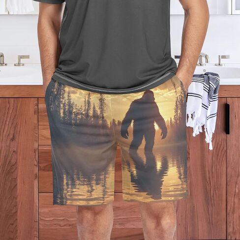 Sasquatch Dusk Men's Sleep Shorts Pajama Pants with Side Pockets Elastic Waistband Drawstring S in Saudi Arabia