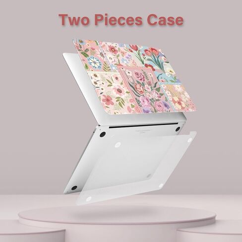 حافظة MOSISO متوافقة مع جهاز MacBook Pro 13 بوصة M2 2025، 2024، 2023، 2022-2016 A2338 M1 A2251 A2289 A2159 A1989 A1708 A1706، حافظة صلبة من البلاستيك على شكل زهور مقسمة وغطاء لوحة مفاتيح وفيلم شاشة، وردي in Kuwait