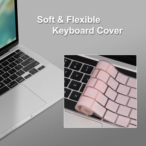 حافظة MOSISO متوافقة مع جهاز MacBook Pro 13 بوصة M2 2025، 2024، 2023، 2022-2016 A2338 M1 A2251 A2289 A2159 A1989 A1708 A1706، حافظة صلبة من البلاستيك على شكل زهور مقسمة وغطاء لوحة مفاتيح وفيلم شاشة، وردي in Kuwait