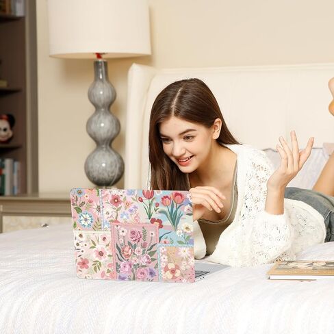 حافظة MOSISO متوافقة مع جهاز MacBook Pro 13 بوصة M2 2025، 2024، 2023، 2022-2016 A2338 M1 A2251 A2289 A2159 A1989 A1708 A1706، حافظة صلبة من البلاستيك على شكل زهور مقسمة وغطاء لوحة مفاتيح وفيلم شاشة، وردي in Kuwait