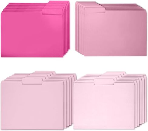 24 Pack Pink File Folders Letter Size,1/3 Cut Tab Decorative Manilla Folders with Gradient Design,Pink Office Supplies for Organizing,Paper Pocket Folder Easy Storage Home Classroom Office in Kuwait