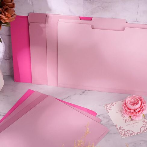 24 Pack Pink File Folders Letter Size,1/3 Cut Tab Decorative Manilla Folders with Gradient Design,Pink Office Supplies for Organizing,Paper Pocket Folder Easy Storage Home Classroom Office in Kuwait