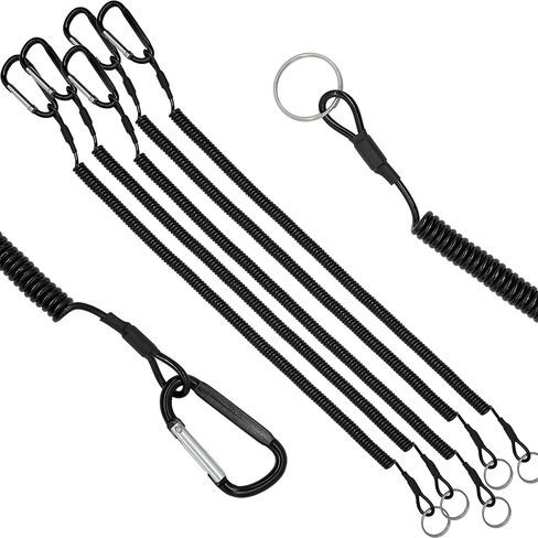 StayMax Stretchy Spiral Keyring Spiral Lanyard Retractable Coil Spring Keychain Anti-Lost Stretch Cord with Carabiner in Kuwait
