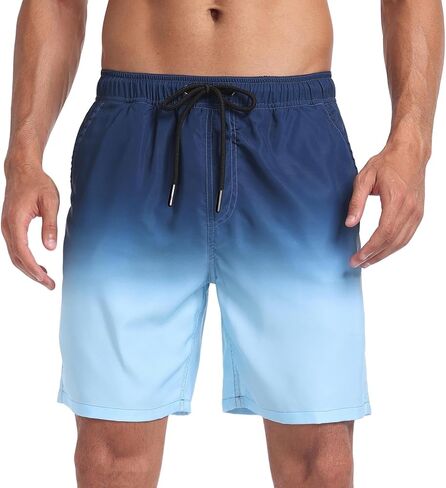 شورت سباحة رجالي سريع الجفاف مع جيوب شورت صيفي غير رسمي برباط قابل للتمدد ملابس سباحة للشاطئ in Kuwait
