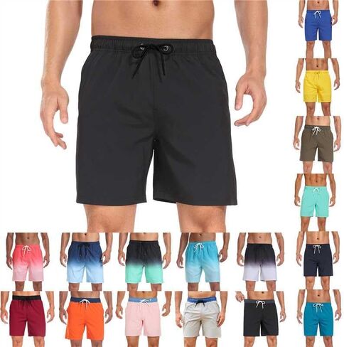 Swim Trunks Men Quick Dry Bathing Suit with Pockets Casual Summer Drawstring Stretch Board Shorts Beach Swimwear in Saudi Arabia