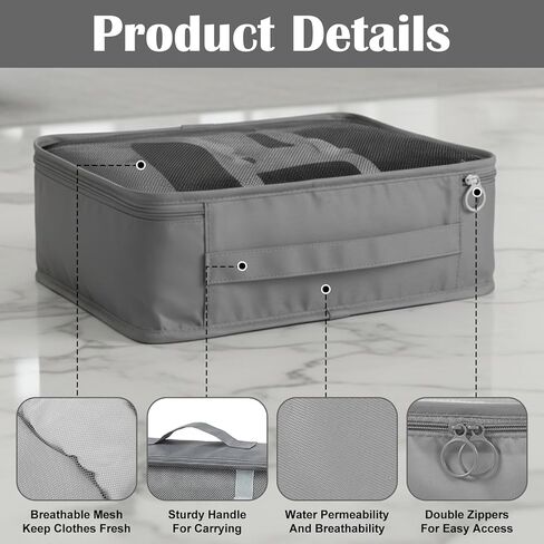 12 Pcs Packing Cubes for Suitcase, 3-Sizes Luggage Packing Organizers for Travel Accessories Hiking Camping Backpacking Clothes(Grey, L, M, S Size) in Saudi Arabia