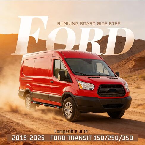 55-1/2" x 7-1/4" Side Step Right Compatible with 2015-2025 Ford Transit 150/250/350 Step Plates Grip Step Sliding Door Running Board Kit Cargo Van Step Powder Coated Steel Black Passenger Side in Saudi Arabia