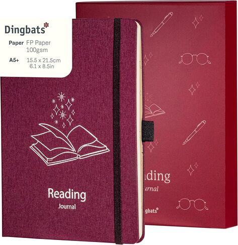 Dingbats* مجلة قراءة لمحبي الكتب - متتبع كتب بغلاف مقوى من الورق السميك لتسجيل القراءات والاقتباسات والتأملات، مع إغلاق مرن، وحلقة قلم وإشارات مرجعية للقراءة المنظمة in Kuwait