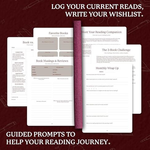 Dingbats* مجلة قراءة لمحبي الكتب - متتبع كتب بغلاف مقوى من الورق السميك لتسجيل القراءات والاقتباسات والتأملات، مع إغلاق مرن، وحلقة قلم وإشارات مرجعية للقراءة المنظمة in Kuwait