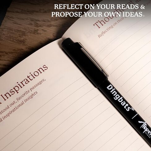 Dingbats* مجلة قراءة لمحبي الكتب - متتبع كتب بغلاف مقوى من الورق السميك لتسجيل القراءات والاقتباسات والتأملات، مع إغلاق مرن، وحلقة قلم وإشارات مرجعية للقراءة المنظمة in Kuwait