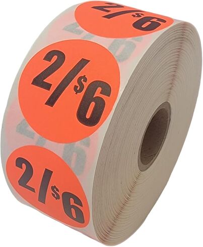 Labels and More 2/$6 Discount Pricing Labels 1.5" Red Sale Stickers, 1000 PCS Self-Adhesive Retail Price Tags in Saudi Arabia