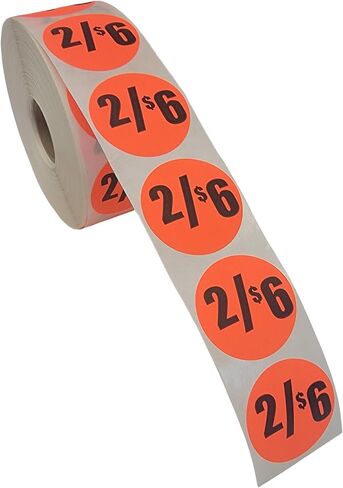 Labels and More 2/$6 Discount Pricing Labels 1.5" Red Sale Stickers, 1000 PCS Self-Adhesive Retail Price Tags in Saudi Arabia