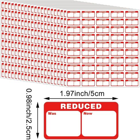 1050 Pcs Reduced Price Labels 1.97x0.98 inch Business Retail Discount Price Reduction Stickers Clearance Merchandising Sale Labels of Shop Butchers Bakers Market Seller in Saudi Arabia