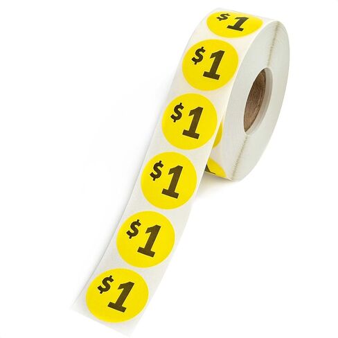1000 Labels $1 Price Stickers Roll, 1 Inch Round Pre-Printed Labels for Retail, Garage Sale, Dollar Sale in Saudi Arabia