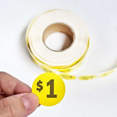 1000 Labels $1 Price Stickers Roll, 1 Inch Round Pre-Printed Labels for Retail, Garage Sale, Dollar Sale in Saudi Arabia