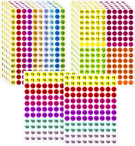 Garage Sale Price Stickers Pre-Printed Pricing Stickers, Yard Sales Sticker from $0.25 to $30 with Make Offer & Blank Labels Price Dots for Yard Sale Supplies(1896 PCS) in Saudi Arabia