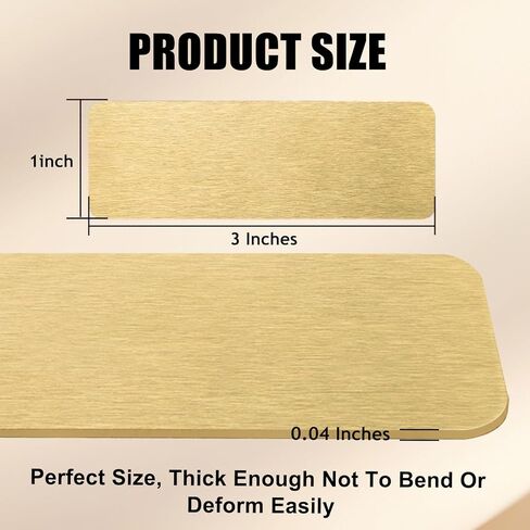 لوحة اسم منقوشة مخصصة، لوحة إطار من النحاس الصلب المصقول مخصصة مع دعامة لاصقة أو براغي لملصق الاسم أو العلامة الفنية، 3 بوصة عرض × 1 بوصة ارتفاع in Kuwait