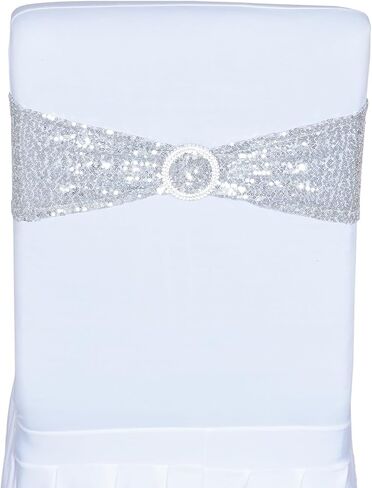 مجموعة SquarePie مكونة من 30 وشاح كرسي من الترتر وأربطة كرسي ذهبية لامعة لتزيين حفلات الزفاف والولائم in Kuwait