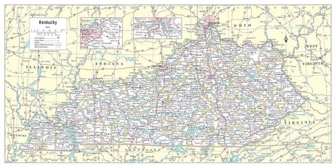 Cool Owl Maps Kentucky State Wall Map Large Print Poster - Paper in Saudi Arabia