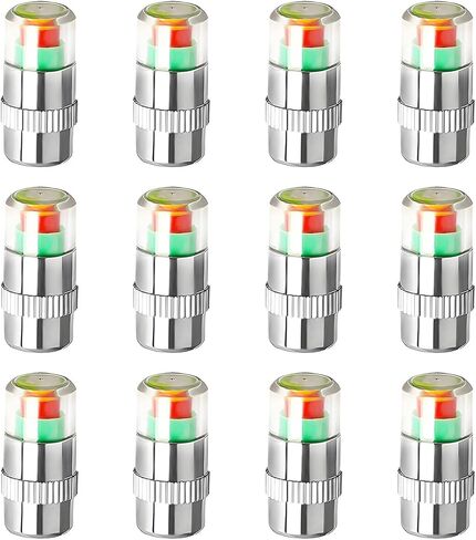 8PCS Tire Pressure Monitor Valve Stem Caps, 2.4 Bar 36PSI Pressure Monitor Stem Covers with 3-Color Eye Alert, Easy to Read Sensor Indicator Tire Valve Cap for Most Car Truck SUV (Silver) in Saudi Arabia