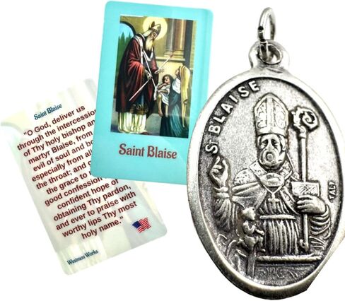 Westmon Works St Blaise Medal Set Italian Metal Medallion with Laminated USA Made Saint Prayer Holy Card in Saudi Arabia