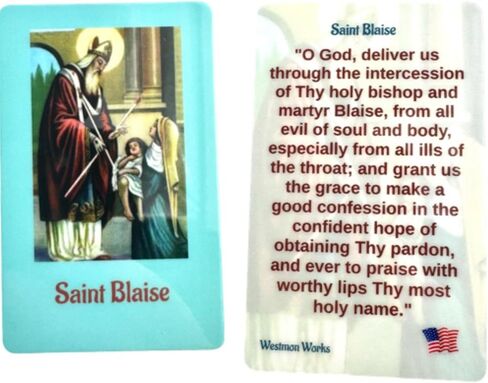 Westmon Works St Blaise Medal Set Italian Metal Medallion with Laminated USA Made Saint Prayer Holy Card in Saudi Arabia