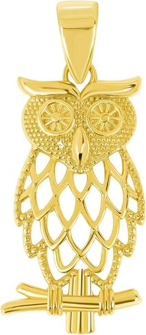Jewelry America 14k Yellow Gold Owl On Branch Charm Pendant in Saudi Arabia