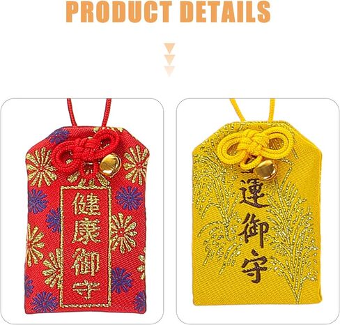10pcs Japanese Omamori Charm Bags, Traditional Fortune Amulet Sachets with Hanging Loops for Good Luck, Protection & Success in Saudi Arabia