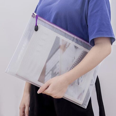 Mesh Zipper Bags A3 Plastic Zipper File Bags for Office School Travel Home Supplies Storage in Saudi Arabia