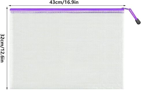 Mesh Zipper Bags A3 Plastic Zipper File Bags for Office School Travel Home Supplies Storage in Saudi Arabia