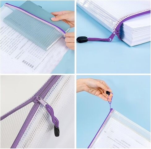 Mesh Zipper Bags A3 Plastic Zipper File Bags for Office School Travel Home Supplies Storage in Saudi Arabia