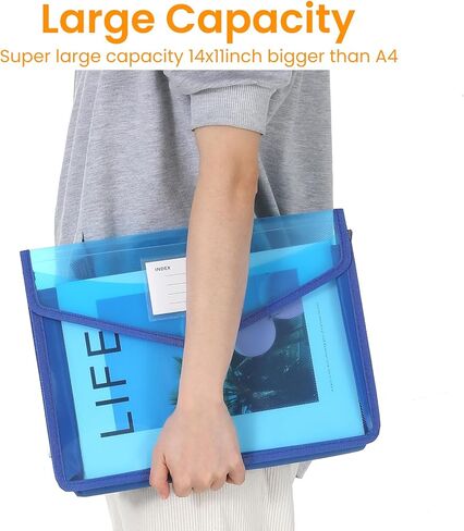 12 Pcs Plastic Expanding File Folder, Folders for Documents with Snap Closure, Colorful File Folder Organizer, Transparent Accordion File Organizer, Large Capacity, Fit Letter/A4 Size for School/Offic in Saudi Arabia