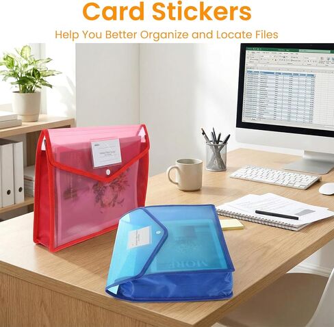 12 Pcs Plastic Expanding File Folder, Folders for Documents with Snap Closure, Colorful File Folder Organizer, Transparent Accordion File Organizer, Large Capacity, Fit Letter/A4 Size for School/Offic in Saudi Arabia