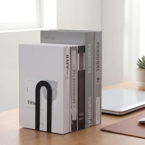 Chunful 6 Pcs Modern Metal Book Ends for Shelves Decorative Small Bookends Book Shelf Organizer Minimalist Design Stopper to Hold Books for Office in Saudi Arabia