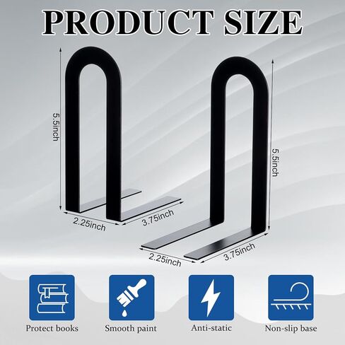Chunful 6 Pcs Modern Metal Book Ends for Shelves Decorative Small Bookends Book Shelf Organizer Minimalist Design Stopper to Hold Books for Office in Saudi Arabia