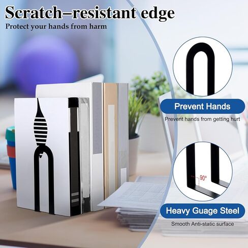 Chunful 6 Pcs Modern Metal Book Ends for Shelves Decorative Small Bookends Book Shelf Organizer Minimalist Design Stopper to Hold Books for Office in Saudi Arabia