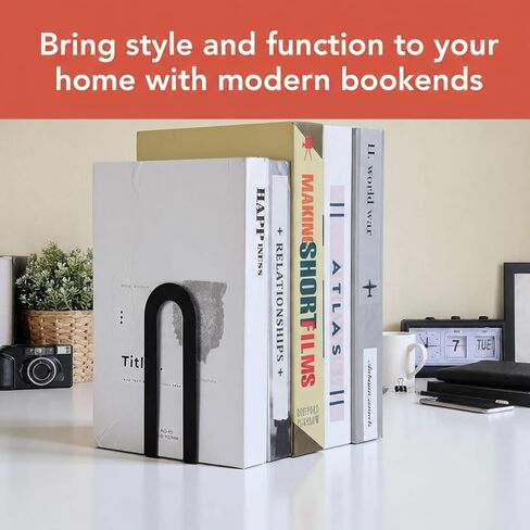 Chunful 6 Pcs Modern Metal Book Ends for Shelves Decorative Small Bookends Book Shelf Organizer Minimalist Design Stopper to Hold Books for Office in Saudi Arabia