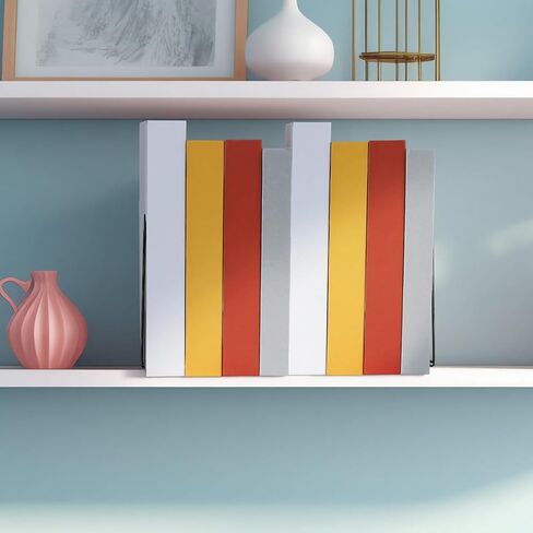 Chunful 6 Pcs Modern Metal Book Ends for Shelves Decorative Small Bookends Book Shelf Organizer Minimalist Design Stopper to Hold Books for Office in Saudi Arabia