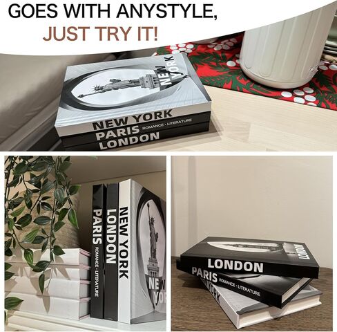 3 عبوات من الكتب المنزلية المزخرفة الحديثة: غلاف فني، صفحات فارغة، كتب طاولة القهوة، مجموعة كتب أنيقة، ديكور رف الكتب in Kuwait