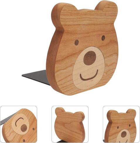 BESTOYARD Little Bear Bookli Decorative Bookends for Kids Cute Bear Design Wooden Bookends for Nursery Bedroom Office 2Pcs in Saudi Arabia
